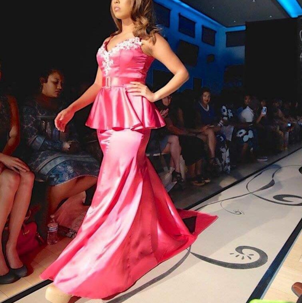 Peplum Dress with Train - Prom / Pageant
